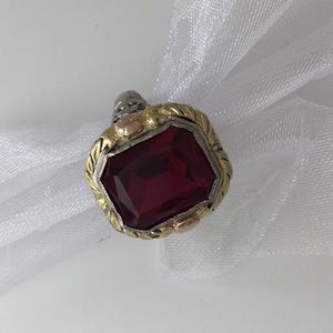 Antique Ruby Silver And Gold Ring Size. 5.5